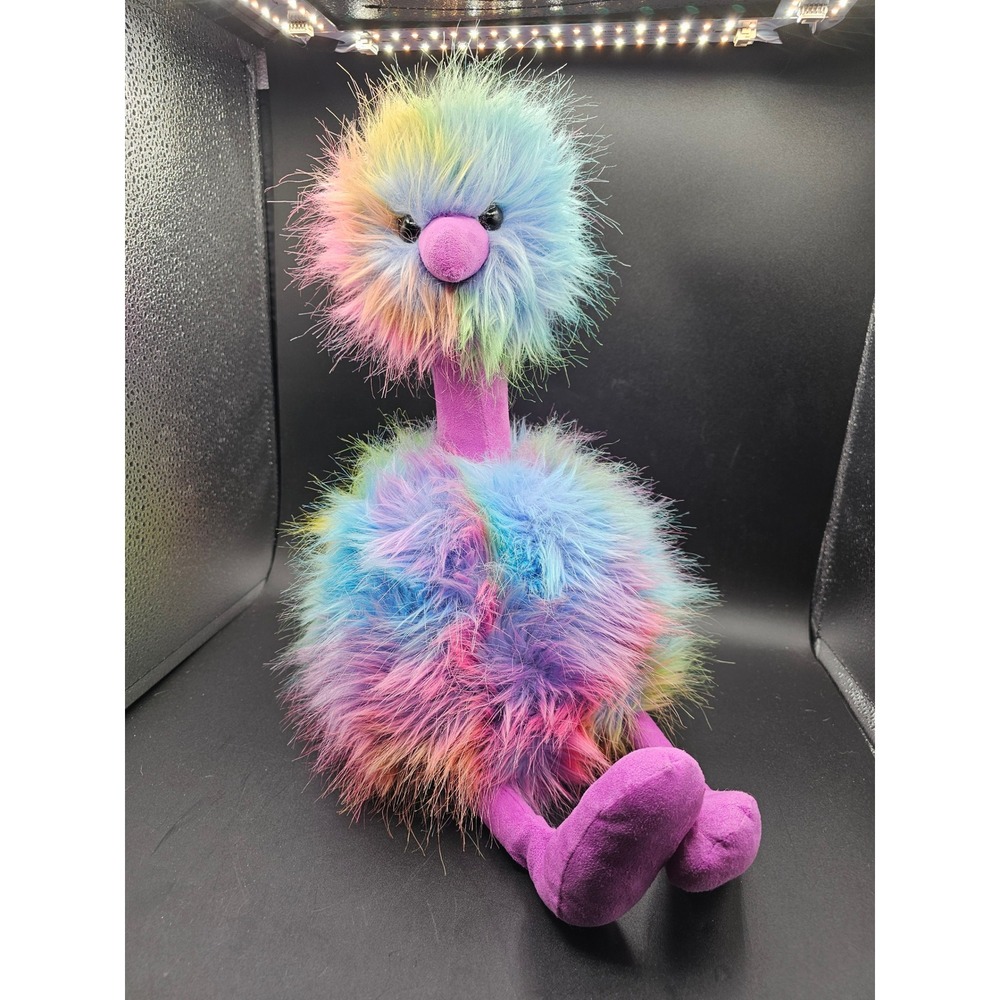 Jellycat London Rainbow Ostrich Plush Stuffed Animal Multi Color Purple 20in SS